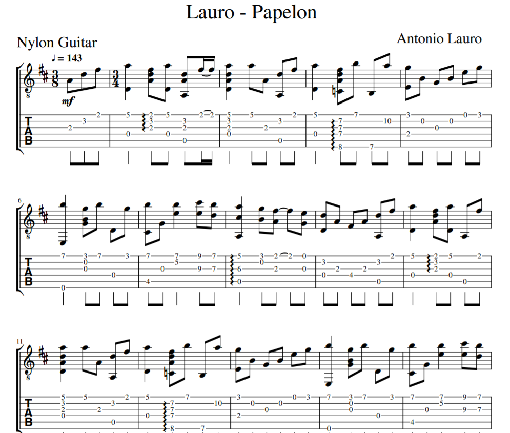 Lauro - Papelon tab guitar